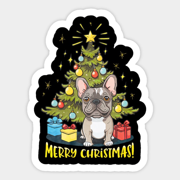 Funny French Bulldog With Christmas Tree Sticker by yangho